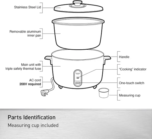 Miniatura 6 de Panasonic Arrocera eléctrica comercial, 208 V, capacidad extra grande, 80 tazas (cocida), 40 tazas (sin cocinar) con operación de un solo toque
