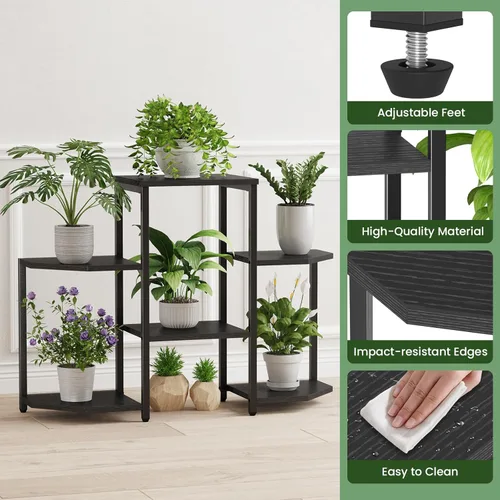 Miniatura 4 de Asgolion Soporte para plantas de 6 niveles para interiores, estante para múltiples plantas, estante para macetas, estante de exhibición de macetas