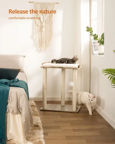 Miniatura 3 de FourFurPets - Árbol para gatos grande de 26.7 pulgadas, torre y condominio, postes para rascar para gatos de interior, plato grande, tres postes