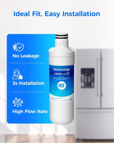 Miniatura 5 de Waterdrop Alkaline LT1000PC ADQ747935 Reemplazo para filtro de agua de refrigerador LG® LT1000P®/PC/PCS ThinQ®, LFXS26973S, LMXS28626S, LMWS27626S
