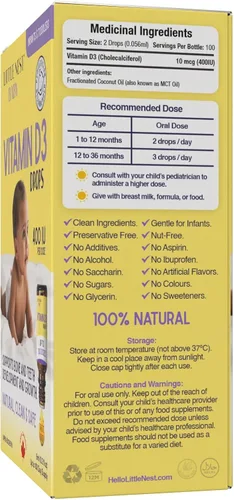 Miniatura 2 de Gotas de vitamina D3 para bebés – 400 UI por dosis Formulación natural y limpia para bebés y niños pequeños Suministro para 100 días