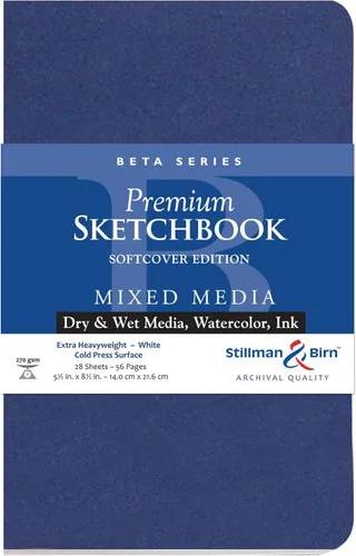 Stillman & Birn Beta Series - Cuaderno de bocetos de tapa blanda, 5.5 x 8.5 pulgadas, 270 gsm (extra pesado), papel blanco, superficie de prensa en
