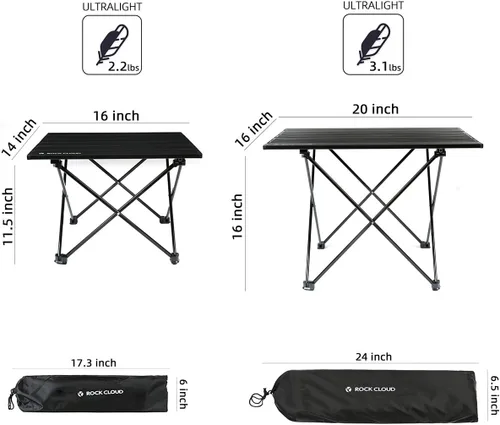 Miniatura 2 de ROCK CLOUD Mesa de campamento portátil de aluminio ultraligera, mesa de playa plegable para camping, senderismo, mochileros, picnic al aire libre