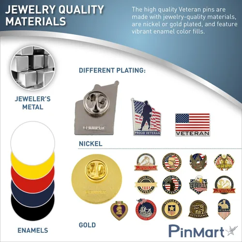 Miniatura 5 de PinMart Pin de veterano Pin patriótico americano de solapa o sombrero Orgulloso de ser retirado ejército, marina, fuerza aérea o cuerpo de marina