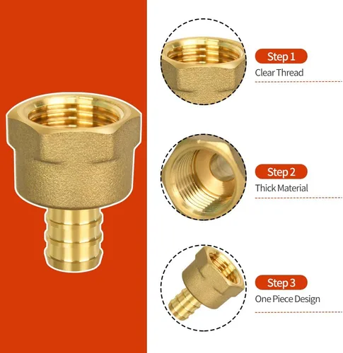 Miniatura 4 de 10 piezas de conectores PEX hembra 1/2" x 1/2" NPT, adaptador roscado hembra NPT de 1/2" x 1/2", accesorio de compresión, latón, puerto completo