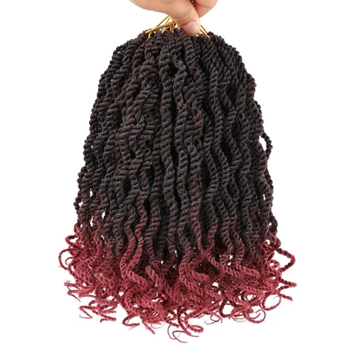 Miniatura 22 de Leeven Cabello de Ganchillo Rizado Senegalés de 12 Pulgadas, 8 Paquetes Trenzas de Ganchillo Cortas Ombre Marrón, Trenzas Havana Pequeñas #T30