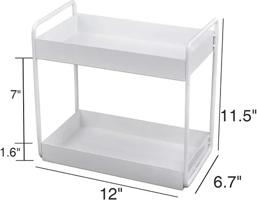 Miniatura 2 de Organizador de encimera de baño de 2 niveles, soporte para cosméticos, organizador de cosméticos, estante de almacenamiento de gabinete de cocina