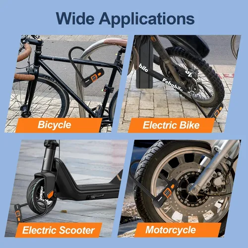 Miniatura 6 de Candados de bicicleta resistentes antirrobo, combinación de 4 dígitos con bloqueo de seguridad a prueba de cortes de 4 pies x 0.315 in, combo grande
