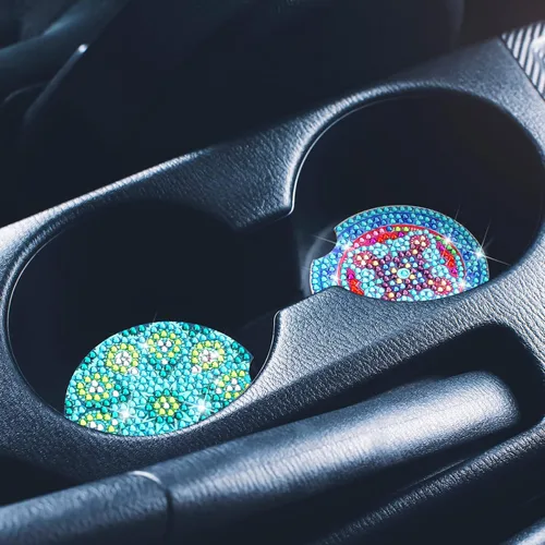 Miniatura 4 de Sinmoe 4 posavasos de auto con diseño de mandala, para bebidas, kit de pintura de diamantes, estilo mandala para adultos, principiantes, suministros