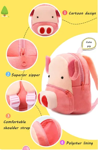 Miniatura 6 de Ladyzone Mochila para niños pequeños con diseño de animales del zoológico, bonita bolsa de felpa de dibujos animados de 10 pulgadas para niños