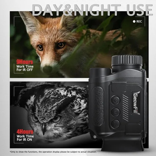 Miniatura 7 de GeowFiiTech - Monocular de visión nocturna, gafas de visión nocturna digitales infrarrojas 4K con IR de 850nm, foto de 40M y video 4K, rango de 984