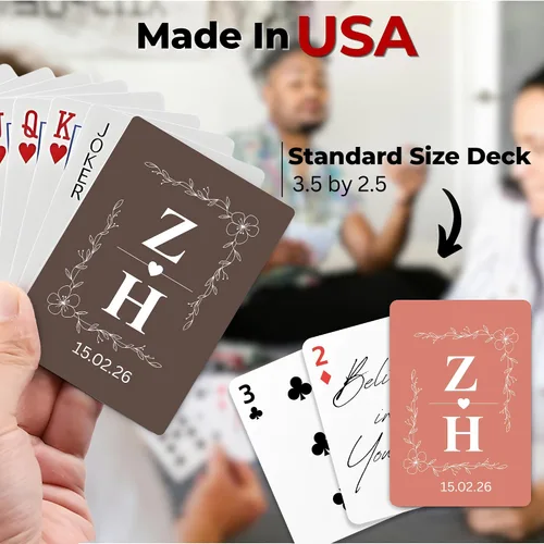 Miniatura 5 de Baraja personalizada de cartas – Monograma personalizado con iniciales de nombre – Recuerdos de boda, aniversario, fiesta y evento – Alternativa