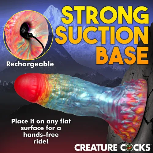 Miniatura 7 de CREATURE COCKS Consolador vibratorio de silicona Rainbow Phoenix para hombres, mujeres y parejas. Consolador de fantasía con potente vibración.