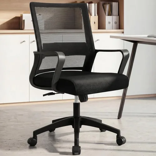 NEO CHAIR Silla de escritorio de oficina para videojuegos, silla ergonómica de malla con respaldo medio con ruedas rodantes, soporte lumbar, cómoda