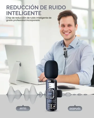 Miniatura 3 de PQRQP Micrófono Lavalier inalámbrico profesional 3 en 1 para iPhone/Android/cámara, micrófonos inalámbricos, mini micrófono, calidad de sonido