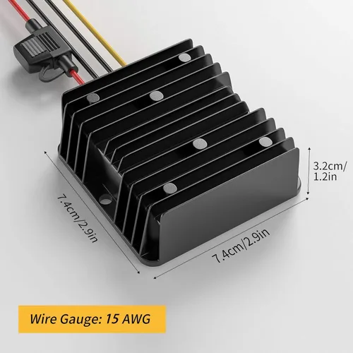 Miniatura 3 de Convertidor elevador de 12 V a 24 V CC, transformador de voltaje 15A 360 W convertidor con fusible transformador impermeable de 12 V para carrito