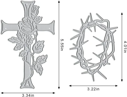 Miniatura 2 de Troqueles de corte de metal con cruz de Pascua para suministros de fabricación de tarjetas, anillos de espinas religiosas, troquelados, herramienta
