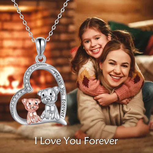 Miniatura 6 de Collar de cerdo de plata de ley S925, collar de cerdo de origami para mujer