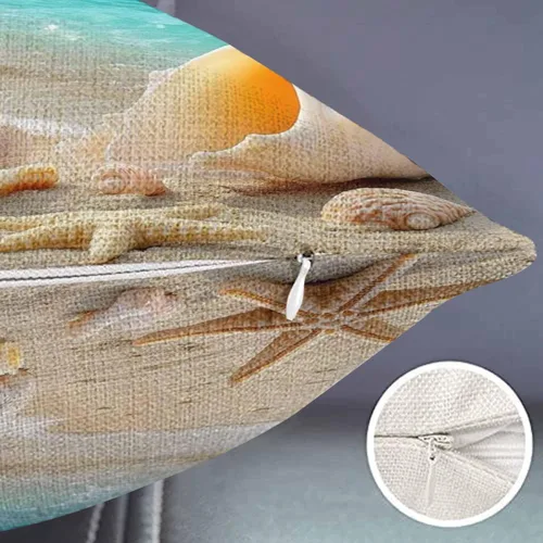 Miniatura 2 de Smooffly Funda de almohada rectangular rectangular rectangular con diseño de estrella de mar de playa y estrella de mar, funda de cojín de lino