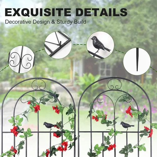 Miniatura 4 de Paquete de 2 Enrejados de Jardín de Metal de 70.8" de Alto x 19.7" de Ancho con Revestimiento Negro, Panel de Rejilla de Alambre en Celosía