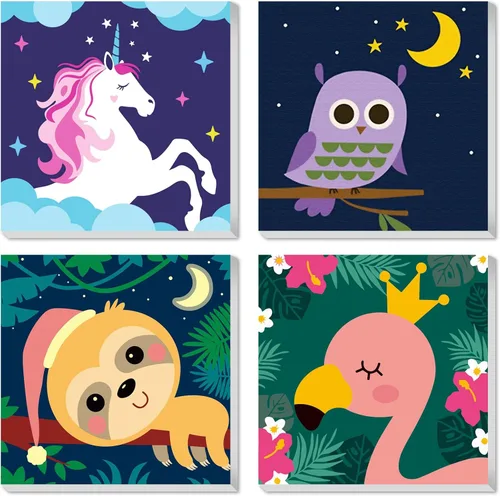 Miniatura 8 de CarlonLin Paquete de 4 pinturas enmarcadas por números para niños, pintura por números para niños de 8 a 12 años, kits de pintura por números