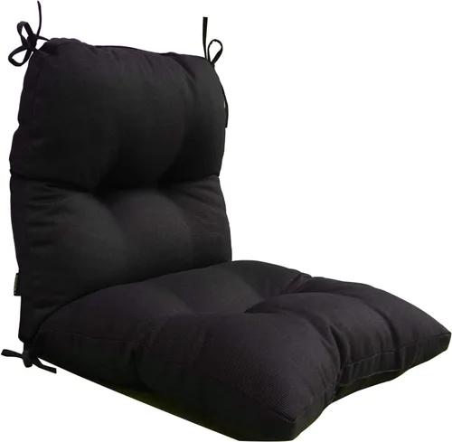 Cojín acolchado para silla de respaldo alto para interiores y exteriores, cojines de asiento de patio, color negro
