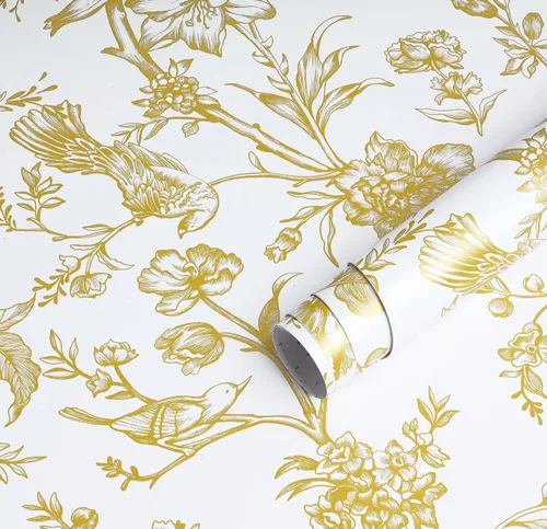 Miniatura 13 de Safiyya Papel Tapiz Despegar y Pegar Floral Vintage Papel de Contacto 17.3" x 78.7" Papel de Pared Amigable para Inquilinos Autoadhesivo Removible