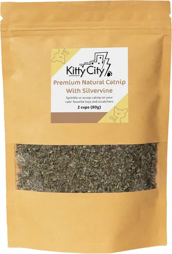 Miniatura 9 de Kitty City Colección Cat Premium Natural Catnip Collection Catnip With Silvervine A) 2 tazas en total - con Silverline (bolsa)