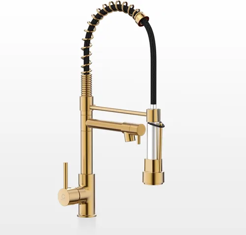 Miniatura 16 de Grifo de cocina con dispensador de jabón, grifos de fregadero de cocina de resorte de una sola manija con rociador desplegable y placa de cubierta