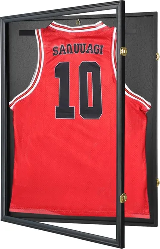Estuche de exhibición con marco de jersey, grande, con bloqueo, caja de sombra con acrílico protegido contra rayos UV y colgador para béisbol,