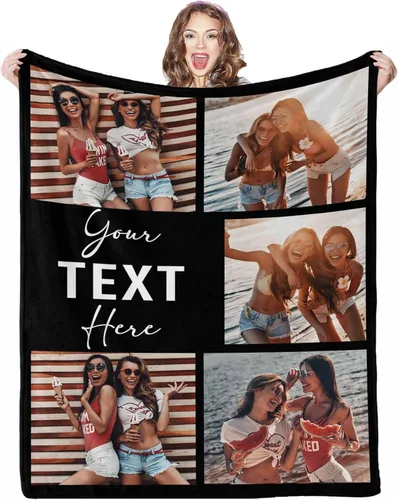 Miniatura 20 de Manta de fotos personalizada, 4 fotos, mantas personalizadas para mamá, abuela, esposa, mujeres de hija, hijo, marido, 8 tamaños 4 Fotos-1