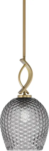 Miniatura 55 de Toltec Lighting Cavella Stem Colgado Mini colgante, acabado grafito, vidrio de muselina blanca de 4 pulgadas