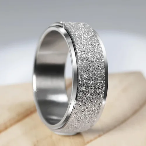 Miniatura 5 de Anillo giratorio antiestrés para mujeres y hombres, anillo de ansiedad de acero inoxidable para hombre, anillos de pulgar de 0.315 in de ancho