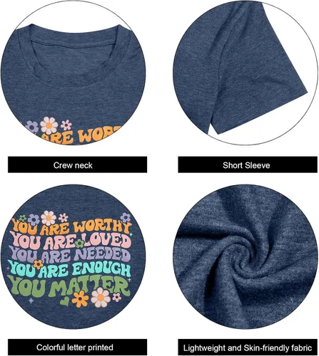 Miniatura 6 de Camiseta con texto en inglés You Matter para mujer, camiseta inspiradora para la concienciación sobre la salud mental