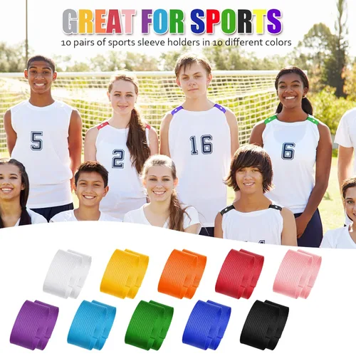 Miniatura 7 de Dingion 20 pares de soportes de manga de sóftbol para mujer, camisetas deportivas, clips con broches de presión, correas de gimnasia y fútbol