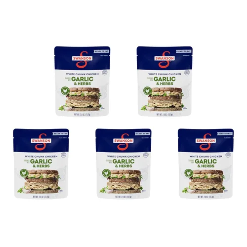 Miniatura 36 de SWANSON S Ajo y Hierbas Pollo Blanco en Trozos Totalmente Cocinado, Listo para Comer, Comidas Simples Para Llevar, Bolsa de 2.6 OZ (Caja de 12)