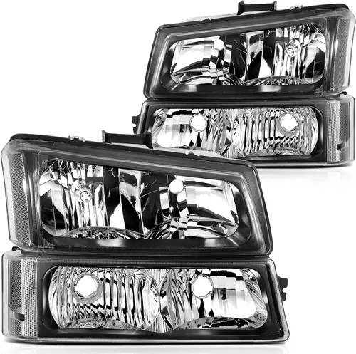 Miniatura 29 de Conjunto de faros delanteros para Chevy Avalanche 1500 2003-2006 para Avalanche 2500 03-06 para 1500 Classic 2007 carcasa negra reflector ámbar