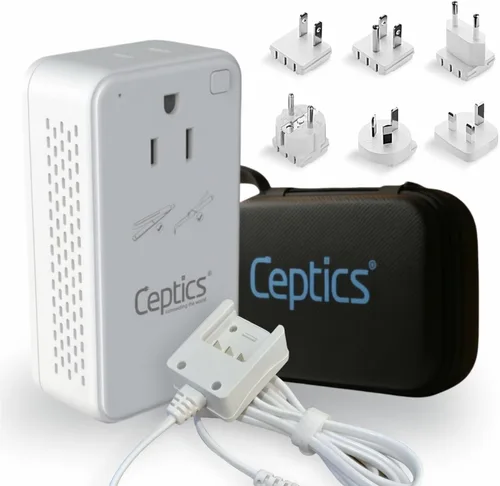 Miniatura 10 de Ceptics Convertidor de voltaje reductor de 200 W – Convertidor de voltaje de 220 V a 110 V para rizador, alisador, cargador – Carga rápida USB-A y C