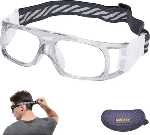 Miniatura 15 de Gafas deportivas – Gafas protectoras de baloncesto con lente extraíble y correa ajustable para gafas