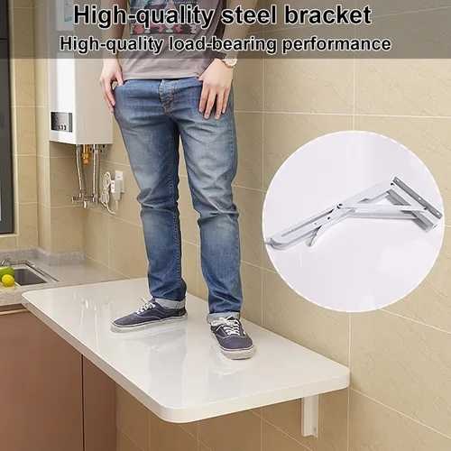 Miniatura 4 de Mesa plegable para montar en la pared, mesa de trabajo plegable, mesa plegable para lavandería, mesa de pared estable y resistente para Blanco