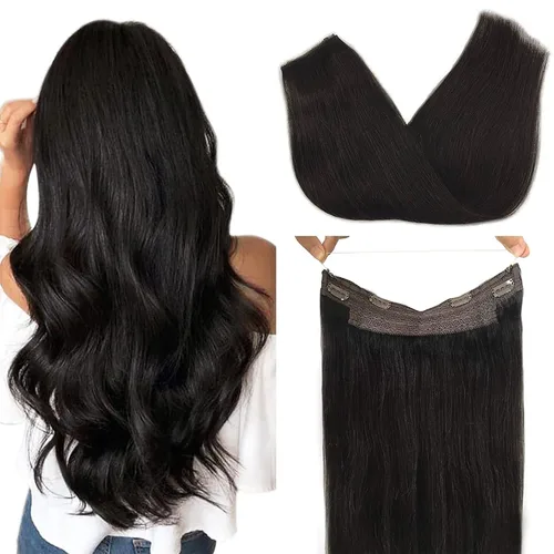 Miniatura 42 de GOO GOO Extensiones de Cabello Humano con Alambre, 18A/613A Rubio Oscuro mezclado con Rubio Decolorado Resaltado 18 pulgadas 95g, Extensiones