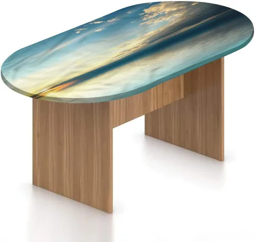 Miniatura 24 de XISUNYA Mantel ovalado ajustable para mesa de patio, poliéster elástico en el océano, mantel ajustable con estampado de tranquilidad para temporada