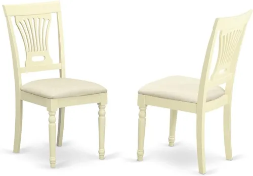 East West Furniture PVC-WHI-C Plainville - Sillas de comedor para cocina, sillas tapizadas de madera maciza de tela de lino, juego de 2, suero de