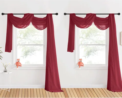 Miniatura 15 de NICETOWN Cenefa decorativa larga para ventana, cenefa de bufanda de boda, cortina de gasa para sala de estar, dormitorio, ceremonia