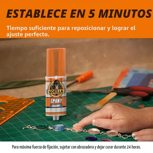 Miniatura 2 de Gorilla Epoxi de 2 Partes, Epoxi Transparente, Jeringa de 0.85 Onzas (Paquete de 1) - Fraguado de 5 Minutos, Unión Increíblemente Fuerte