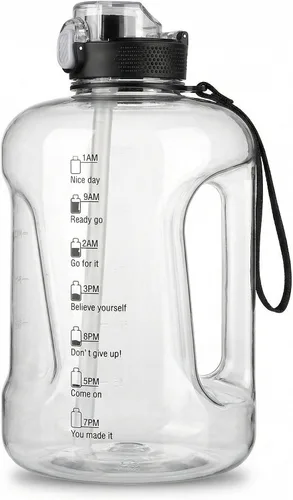 Miniatura 12 de Botella de agua motivacional de 50 onzas y 84 onzas, marca de tiempo, a prueba de fugas y sin BPA. Tapa 2 en 1 con pajilla, Tritan de grado