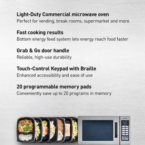 Miniatura 3 de Panasonic Horno de microondas comercial para encimera con 10 memorias programables y control de pantalla táctil, 1000 W de potencia de cocción