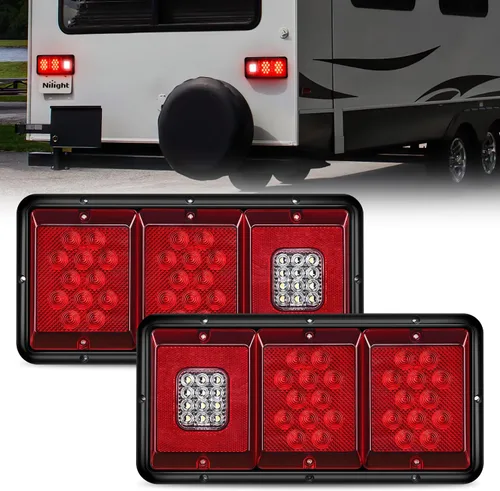Miniatura 12 de Nilight Luz trasera LED ovalada de 6 pulgadas para remolque, roja, blanca y ámbar, 6 piezas, impermeable, parada, freno, señales de giro, reversa