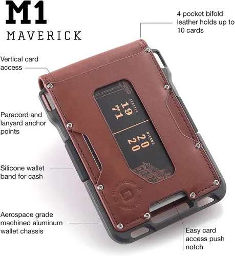 Miniatura 3 de Dango - Cartera M1 Maverick de aluminio mecanizado CNC, bloqueo RFID, fabricada en Estados Unidos