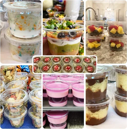 Miniatura 4 de Qyyiguf Paquete de 50 Vasos de Plástico Desechables de 8 OZ con Tapas Planas, Vasos Desechables para Helado, Contenedor de Comida para Llevar